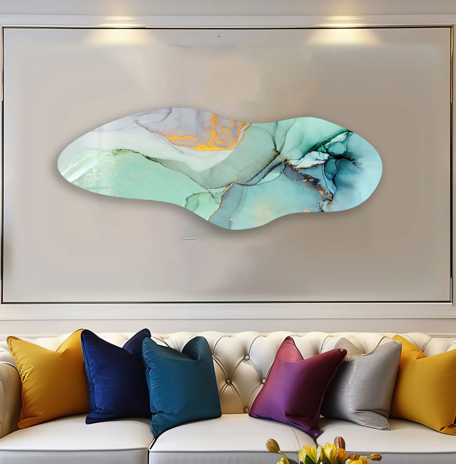 Irregular Asymmetrical Turquoise Wall Art – Modern Elegance ...
