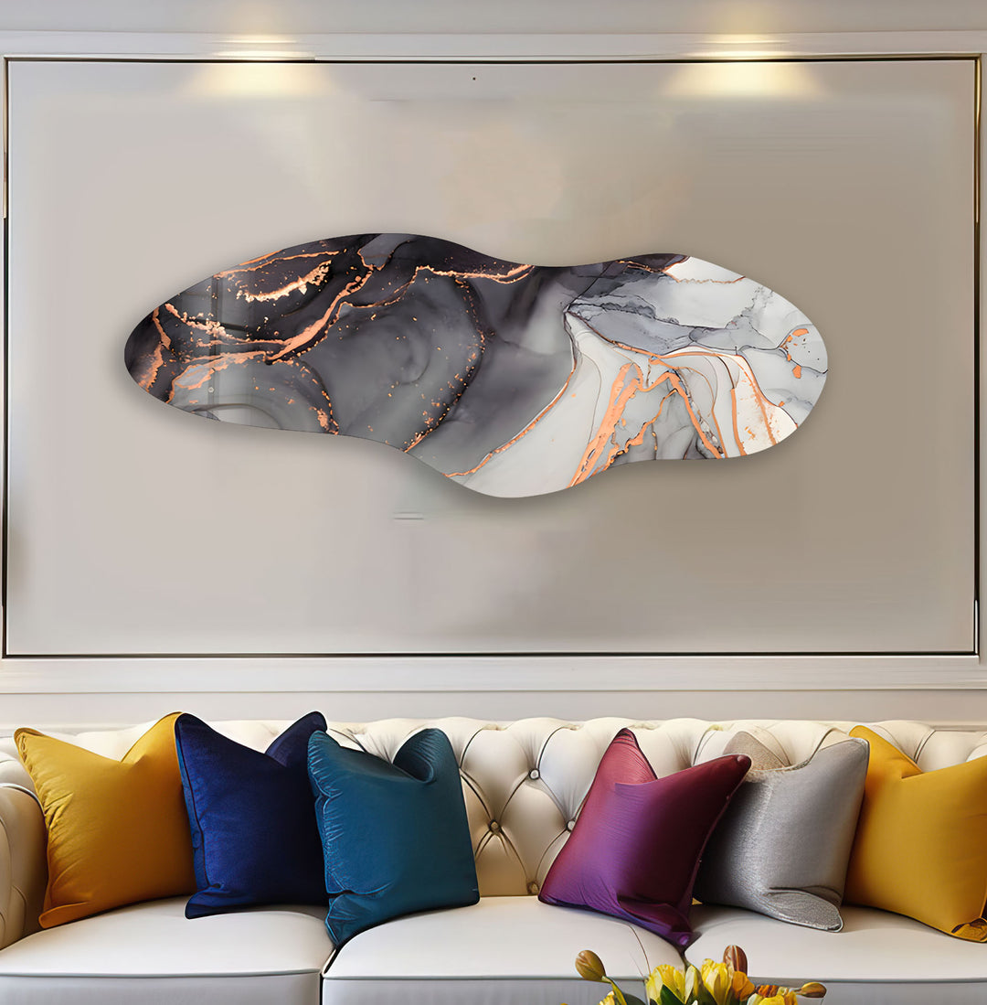 Stylish Gray Alcohol Ink Irregular Glass Wall Art, glass photo prints, glass picture prints
