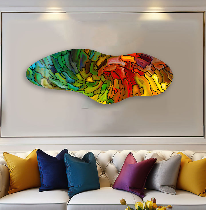Green & Red Stained Asymmetrical Glass Wall Art, art glass wall art, glass wall art pictures
