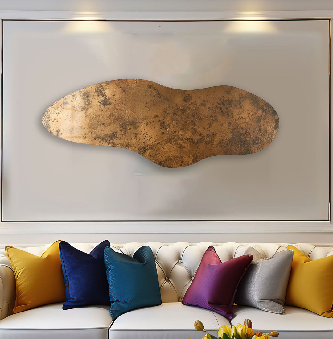 Bronze Color Abstract Irregular Glass Wall Art, large glass photo prints, glass wall photos
