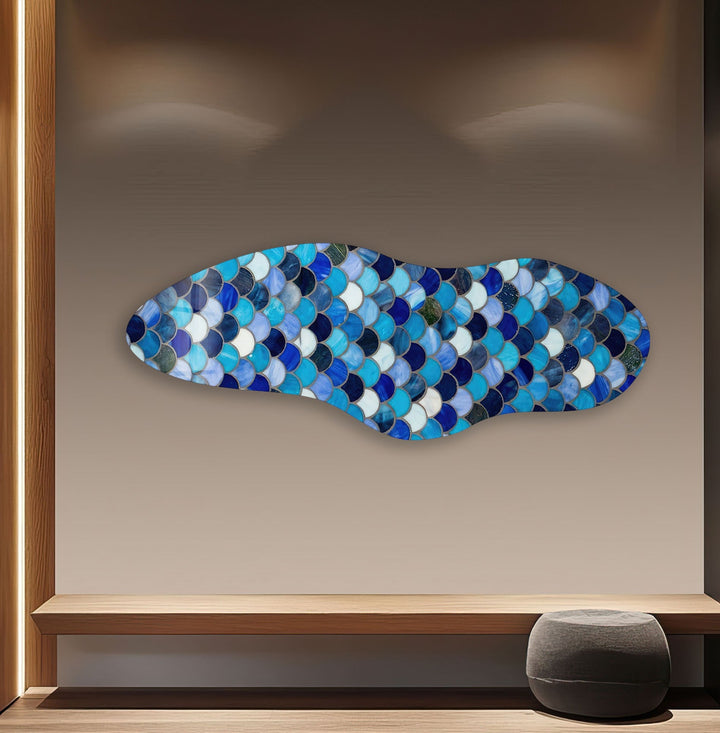 Irregular Asymmetrical Blue Smokey Glass Wall Art glass image printing, glass prints from photos
