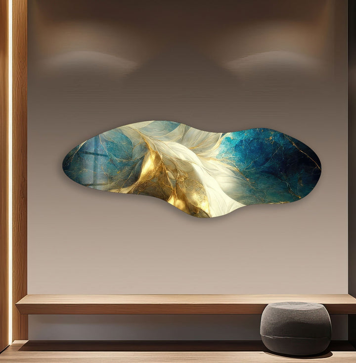 Irregular Asymmetrical Shiny Abstract Glass Wall Art picture on glass wall art, photos printed on glass
