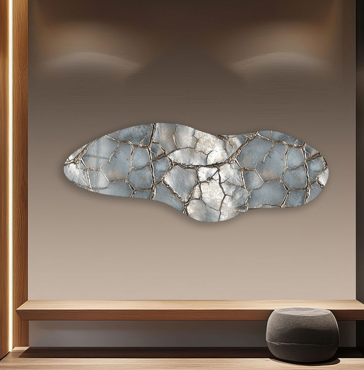 Irregular Asymmetrical Silver Stained Glass Wall Art photo print on glass, prints on glass wall art
