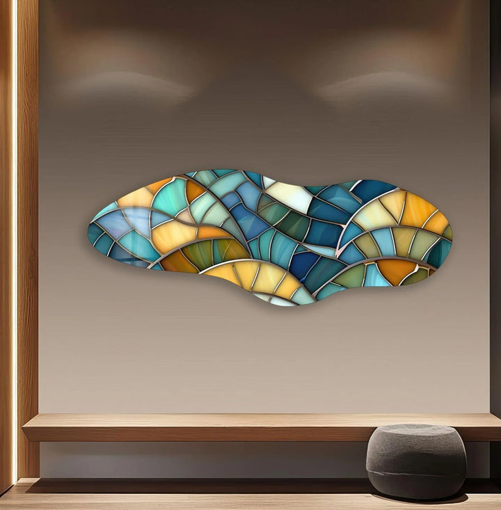 Irregular Asymmetrical Geometric Glass Wall Art print picture on glass, Tempered Glass Wall Art
