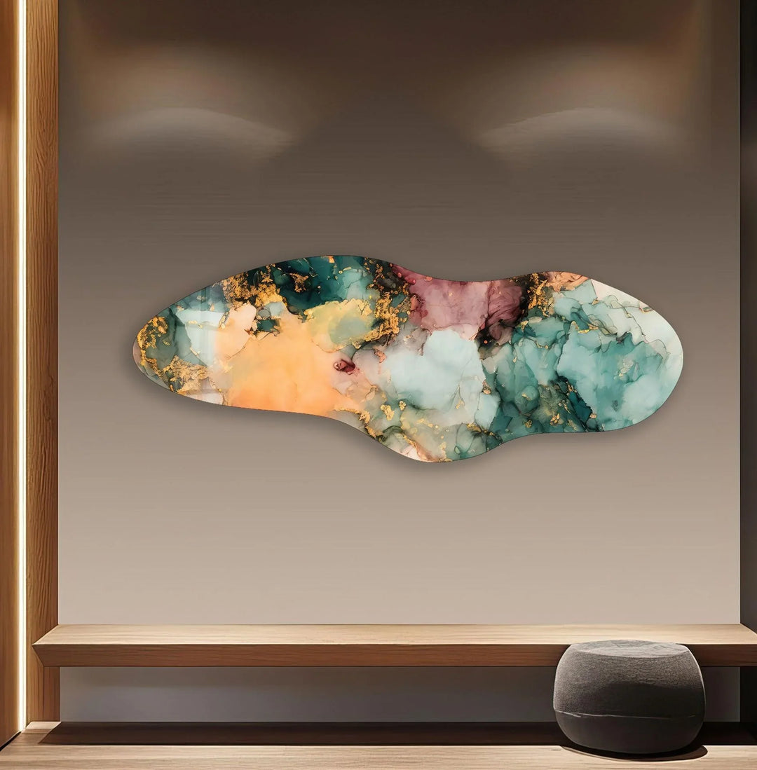 Irregular Asymmetrical Green Marble Glass Wall Art print on glass, glass printed photos
