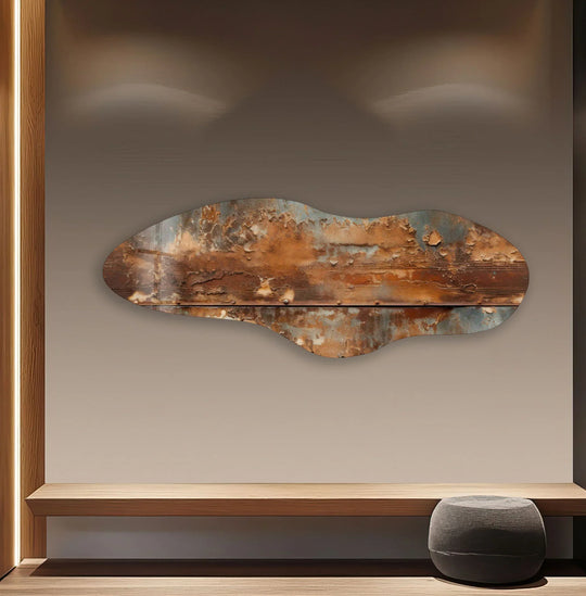 Brown Wooden Pattern Irregular Glass Wall Art, print on glass, glass printed photos

