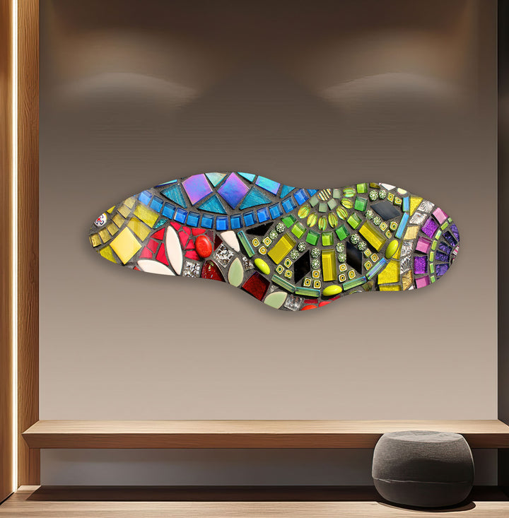 Yellow Mosaic Asymmetrical Glass Wall Art, glass image printing, glass prints from photos
