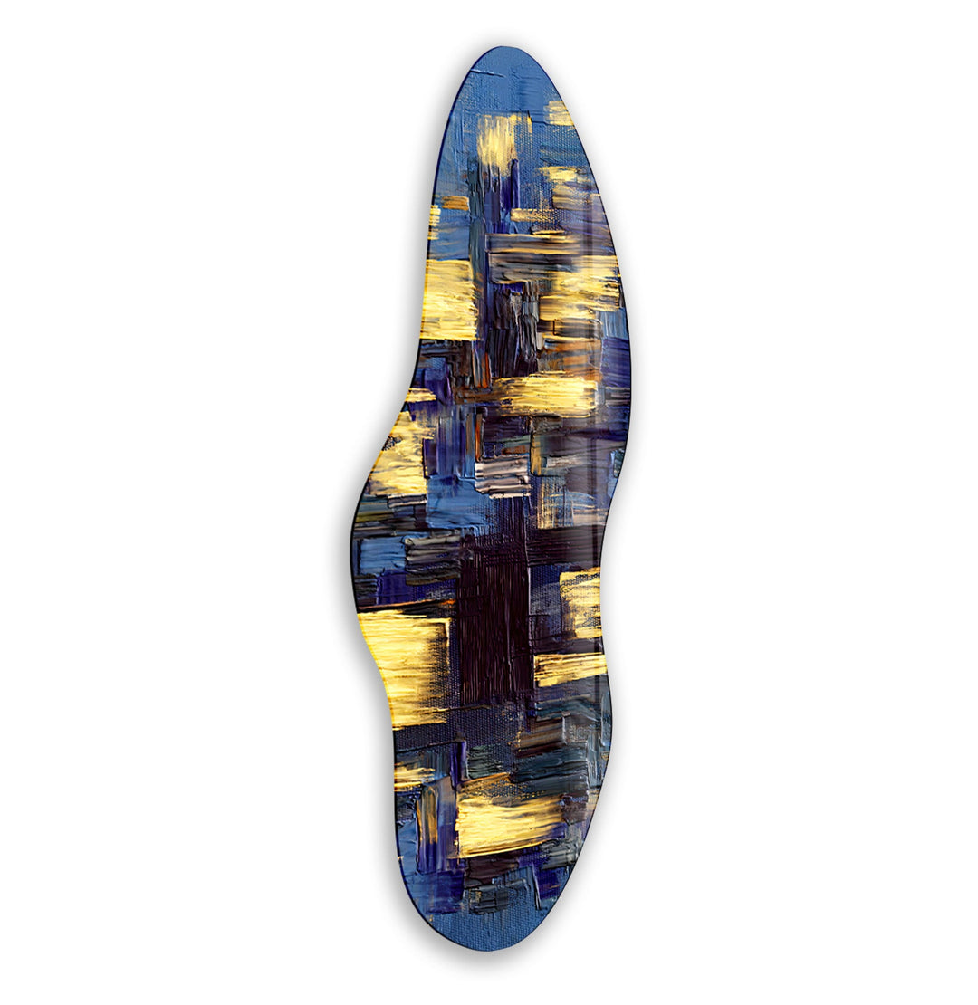 Irregular Asymmetrical Blue Paint Glass Wall Art stained glass wall art, stained glass wall decor
