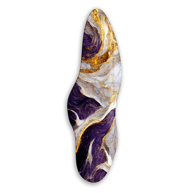 Irregular Asymmetrical Purple & Golden Glass Wall Art glass art painting, glass art for the Wall
