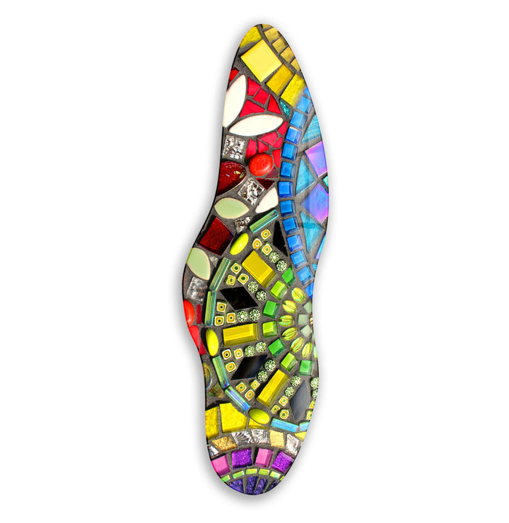 Yellow Mosaic Asymmetrical Glass Wall Art, glass photo prints, glass picture prints
