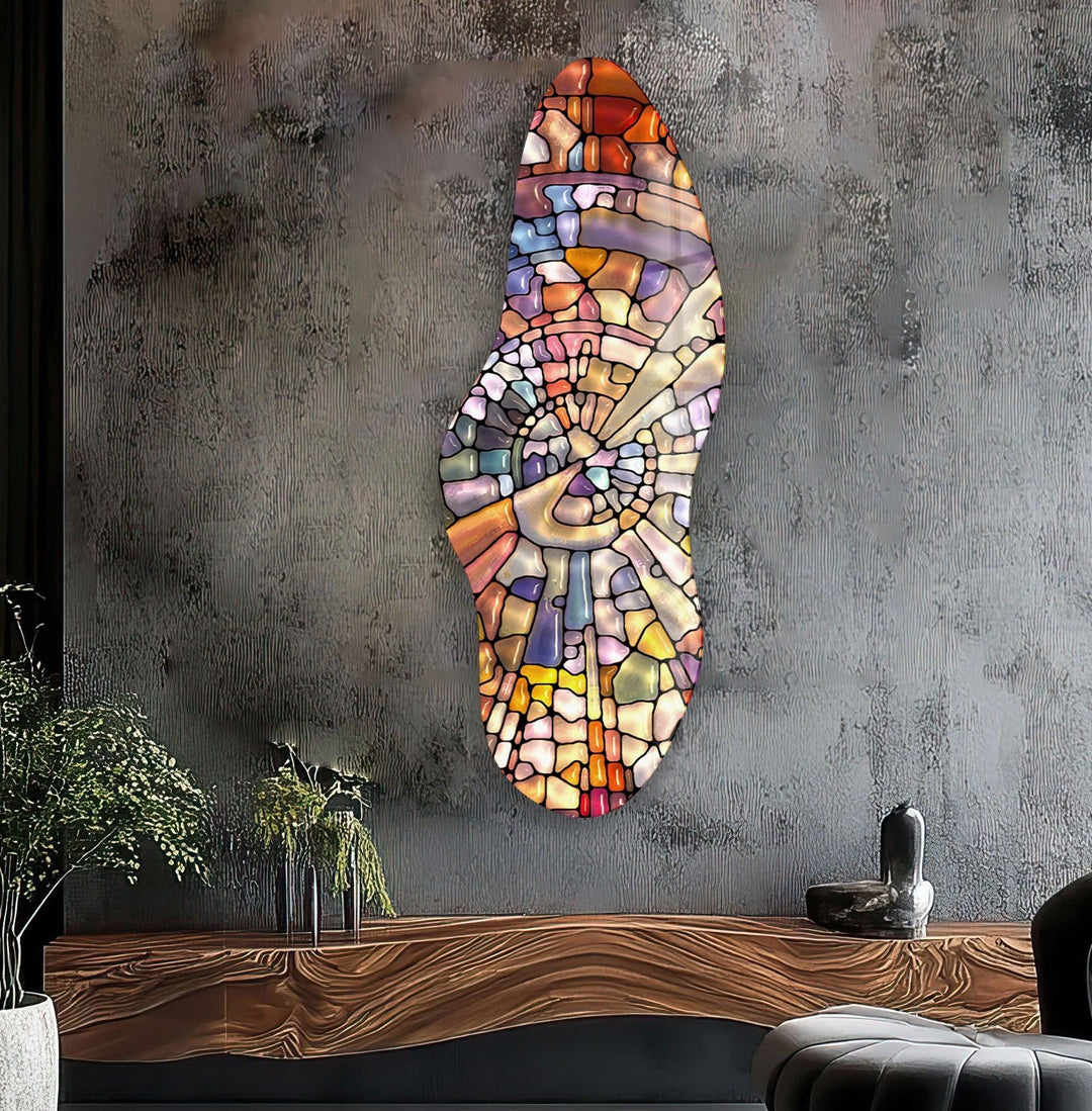 Irregular Asymmetrical Stained Stones Glass Wall Art custom glass pictures, glass art prints
