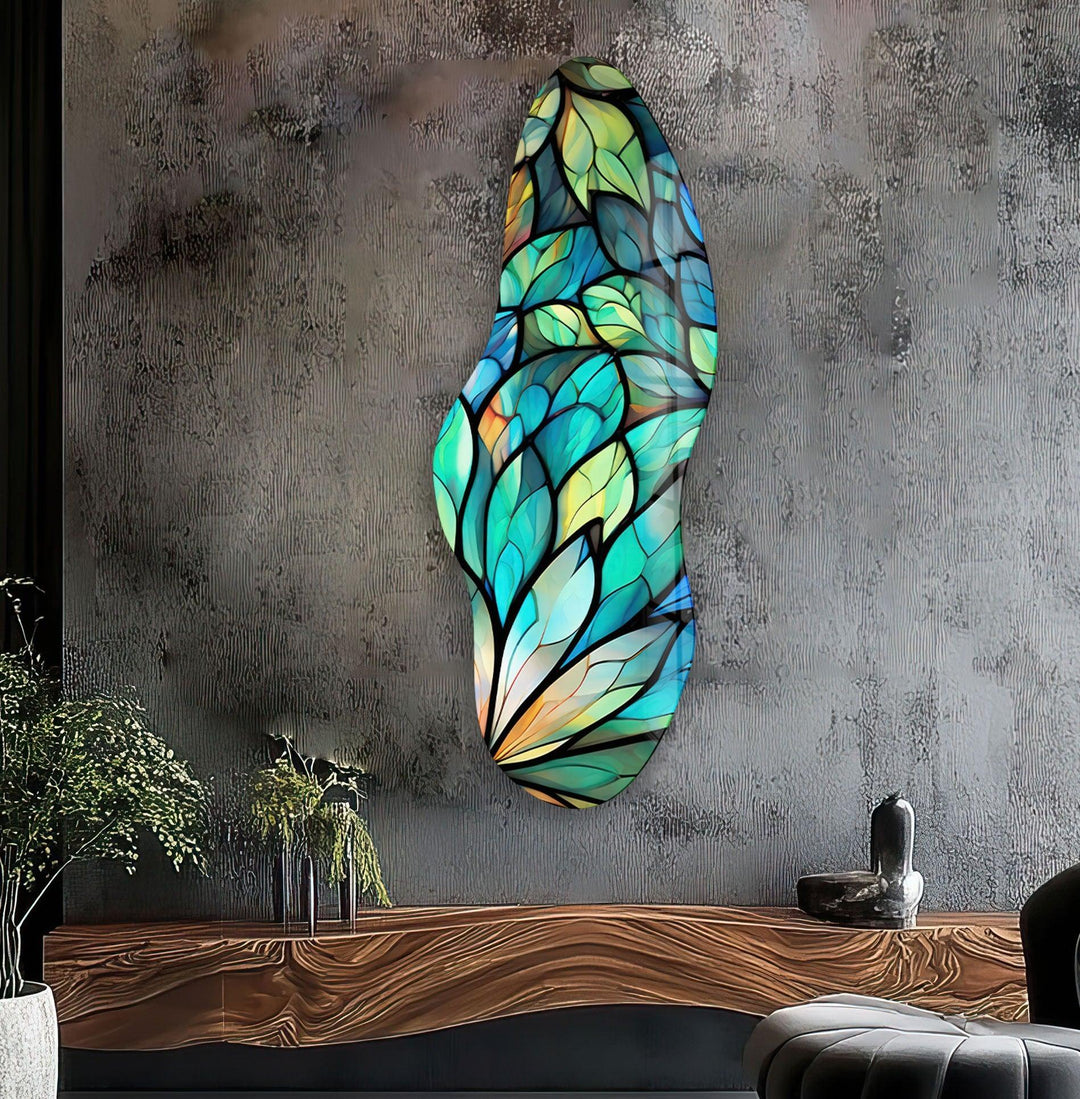 Irregular Asymmetrical Botanical Glass Wall Art glass photo prints, glass picture prints
