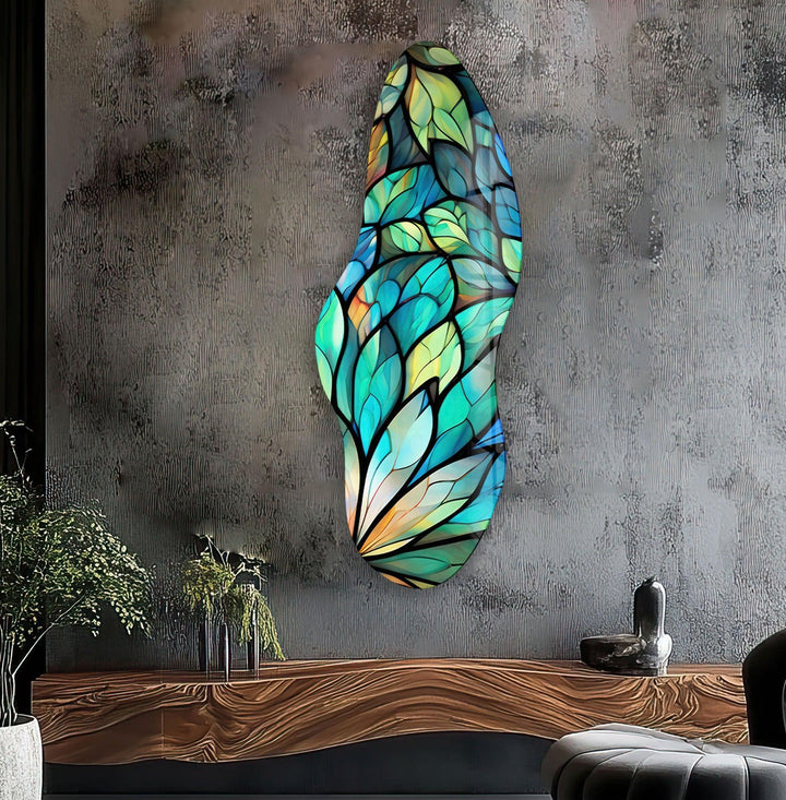Irregular Asymmetrical Botanical Glass Wall Art glass photo prints, glass picture prints
