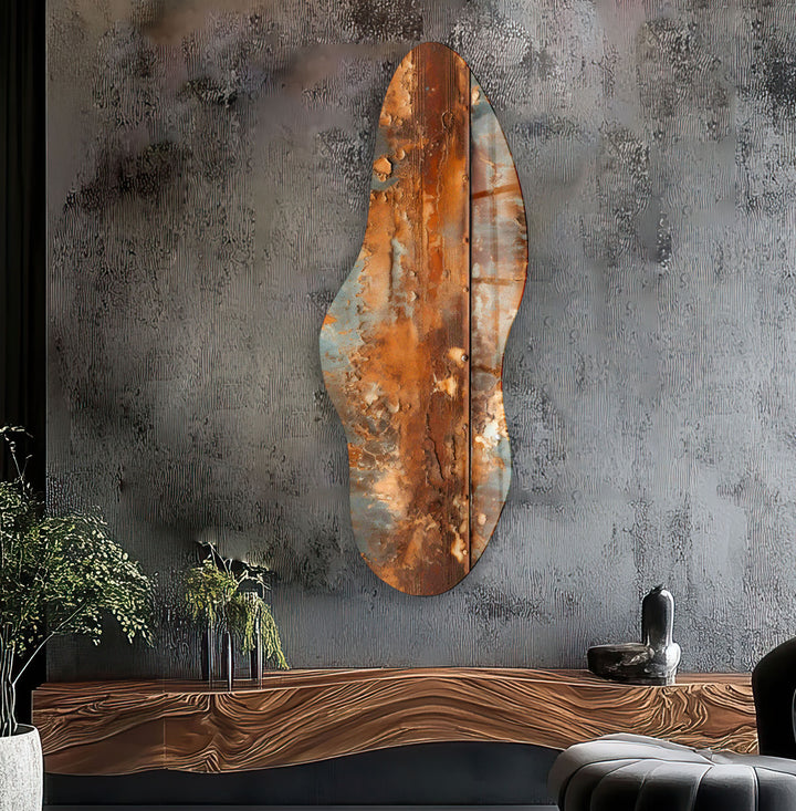 Brown Wooden Pattern Irregular Glass Wall Art, glass photo prints, glass picture prints
