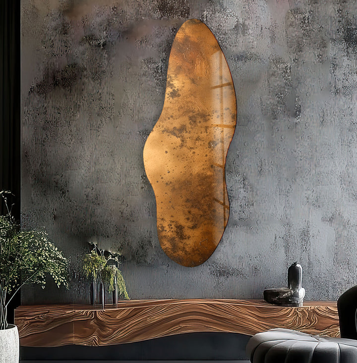 Bronze Color Abstract Irregular Glass Wall Art, glass photo prints, glass picture prints
