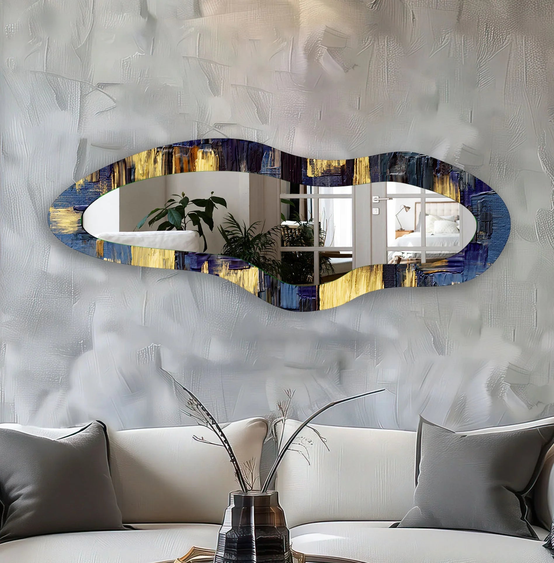 Blue Oil Painting Long Wall Mirror - Long Wall Mirror – MyPhotoStation