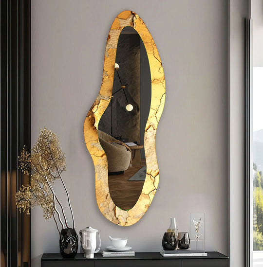 Golden Decorative Full Length Glass Wall Mirror - MyPhotoStation