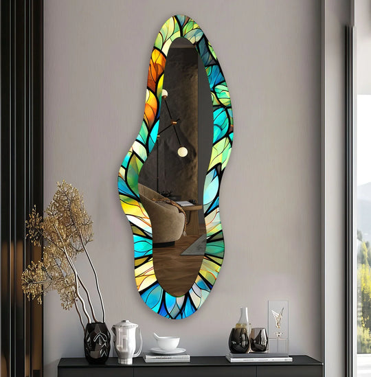 Green Stained Large Decorative Wall Mirror - MyPhotoStation