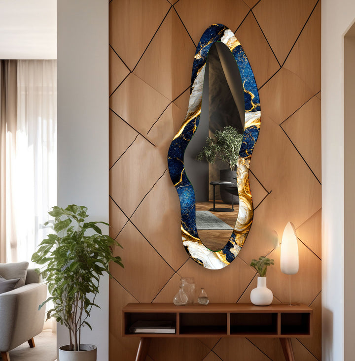 Decorative wall mirror with intricate detailing, perfect for enhancing any interior space
