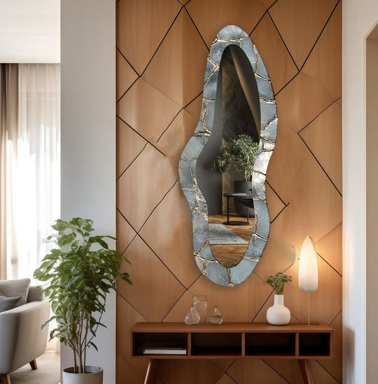 Silver Asymmetrical Oversized Wall Mirror - MyPhotoStation