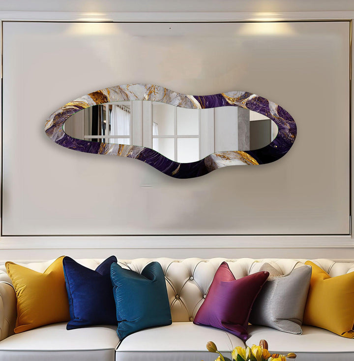Purple & Gold Marble Modern Long Wall Mirror