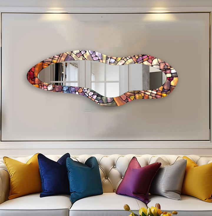 Decorative wall mirror with a contemporary design, perfect for adding elegance to any space
