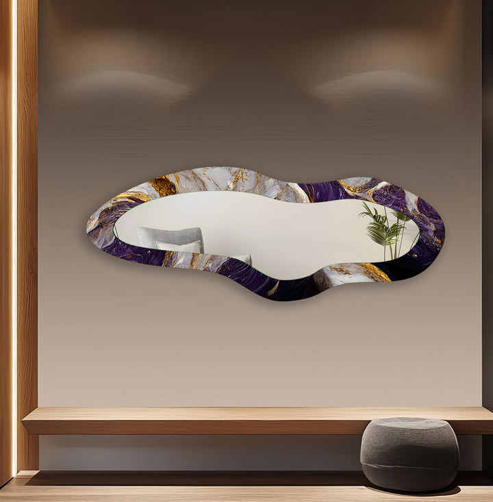 Purple & Gold Marble Modern Long Wall Mirror