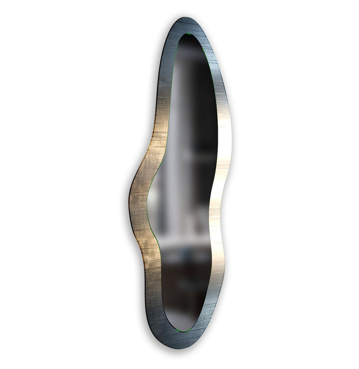 Asymmetrischer langer Wandspiegel in Metallic-Grau