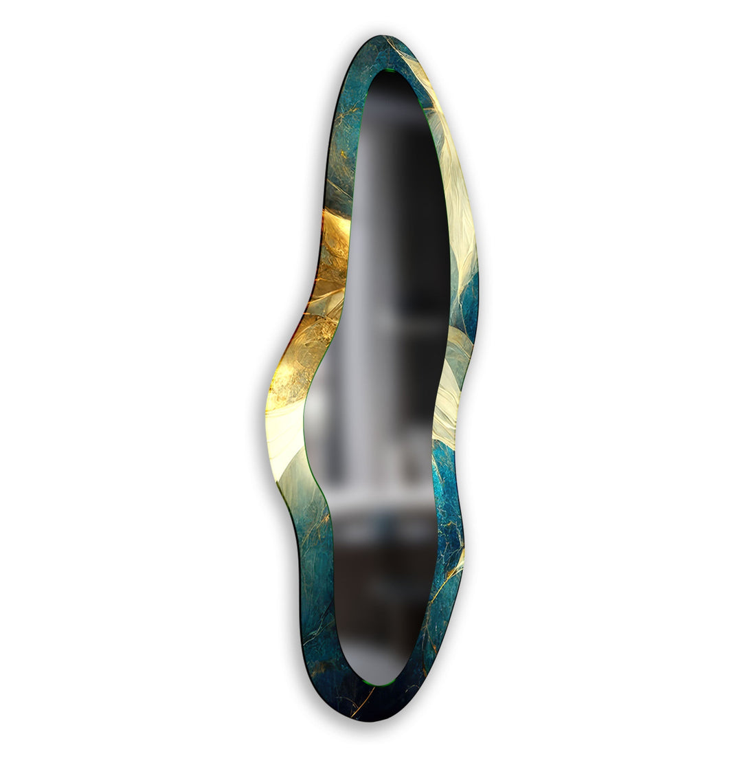 Green & Gold Marble Decorative Glass Wall Mirror