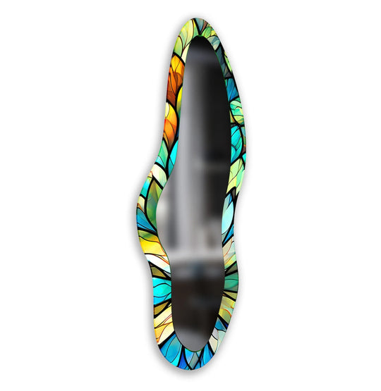 Green Stained Large Decorative Wall Mirror - MyPhotoStation