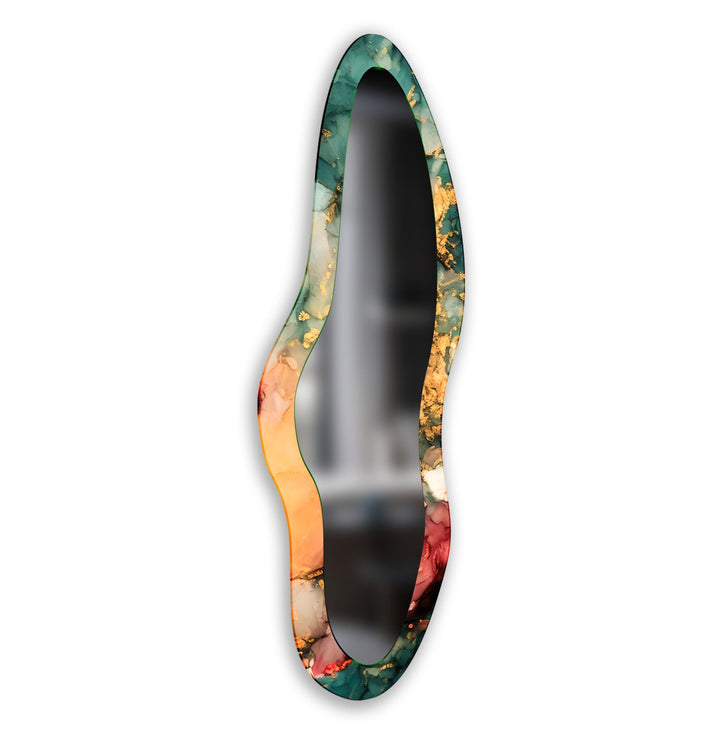 Modern Green Abstract Glass Wall Mirror