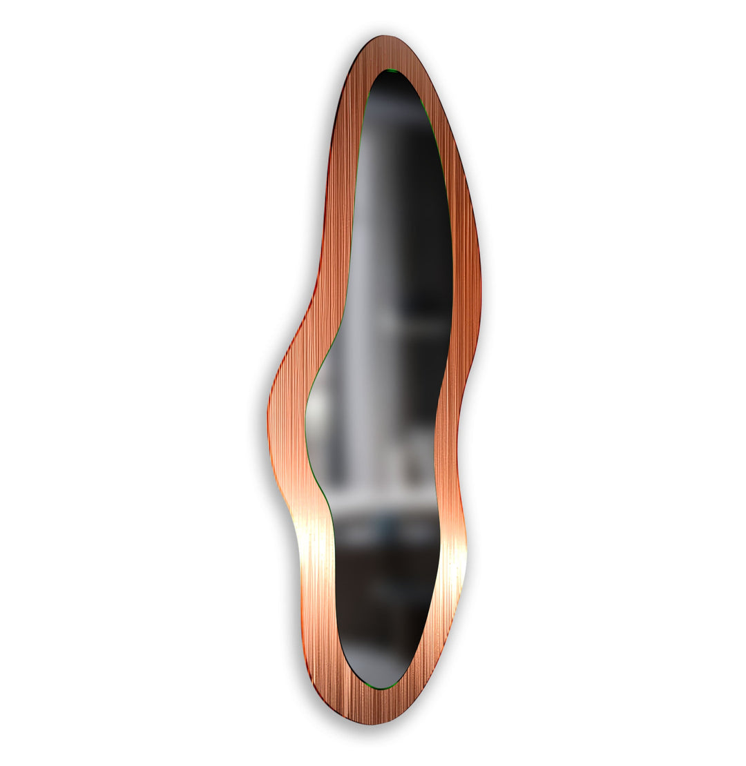 Moderner orangefarbener asymmetrischer Wandspiegel aus Glas