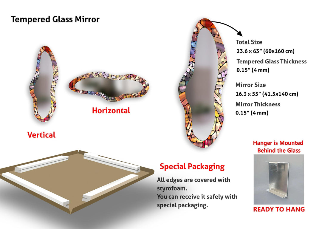 Bunter moderner Wandspiegel aus Buntglas