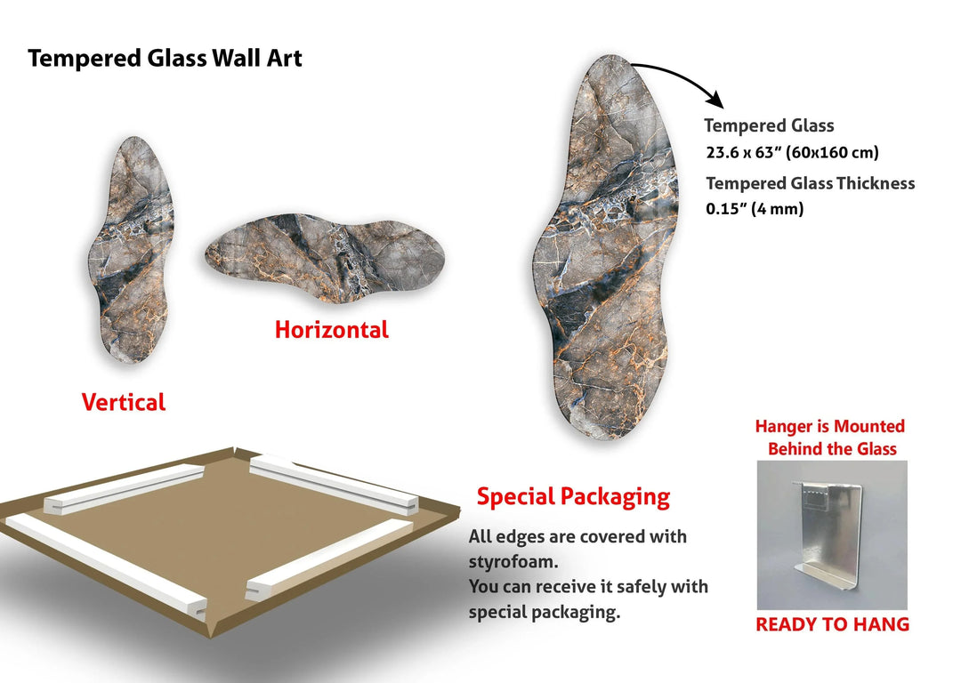 Irregular Asymmetrical Brown Abstract Glass Wall Art - MyPhotoStation