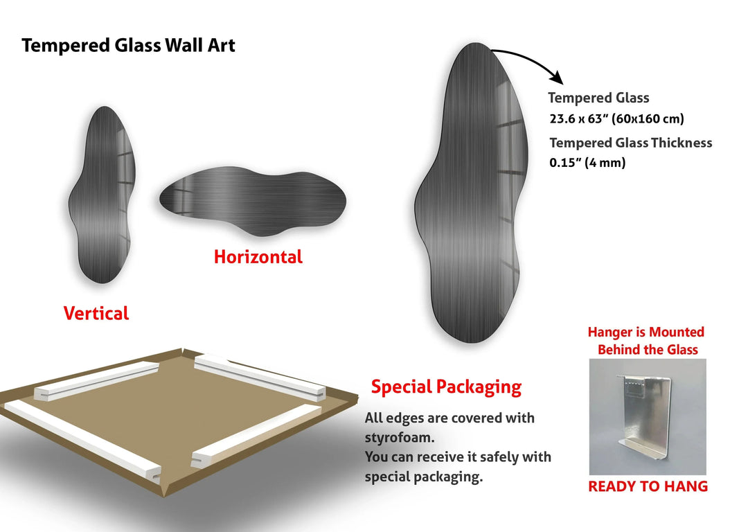 Irregular Asymmetrical Black Glass Wall Art - MyPhotoStation