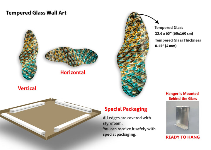 Irregular Asymmetrical Stained Shiny Glass Wall Art