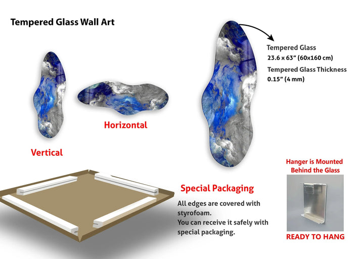 Irregular Asymmetrical Blue Smokey Glass Wall Art - MyPhotoStation