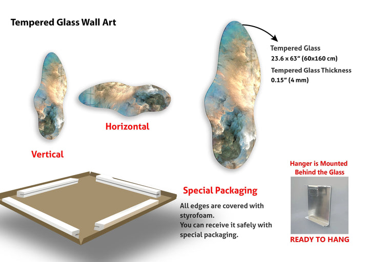 Unregelmäßige asymmetrische Wandkunst aus blauem Glas mit Alkoholtinte
