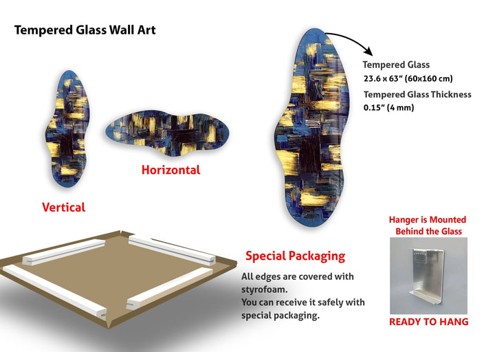 Unregelmäßige asymmetrische blaue Glaswandkunst