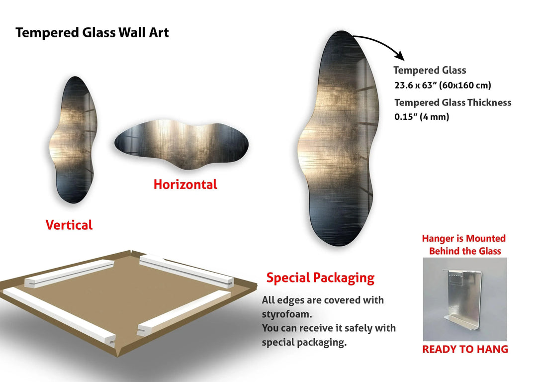 Irregular Asymmetrical Silver Glass Wall Art - MyPhotoStation