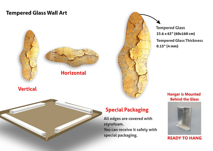 Unregelmäßige asymmetrische Wandkunst aus gebrochenem Glas