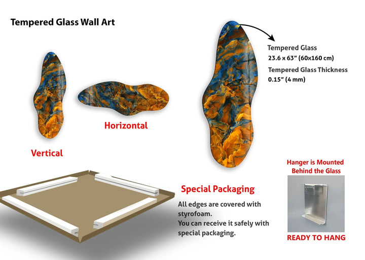 Irregular Asymmetrical Vivid Orange Glass Wall Art - MyPhotoStation