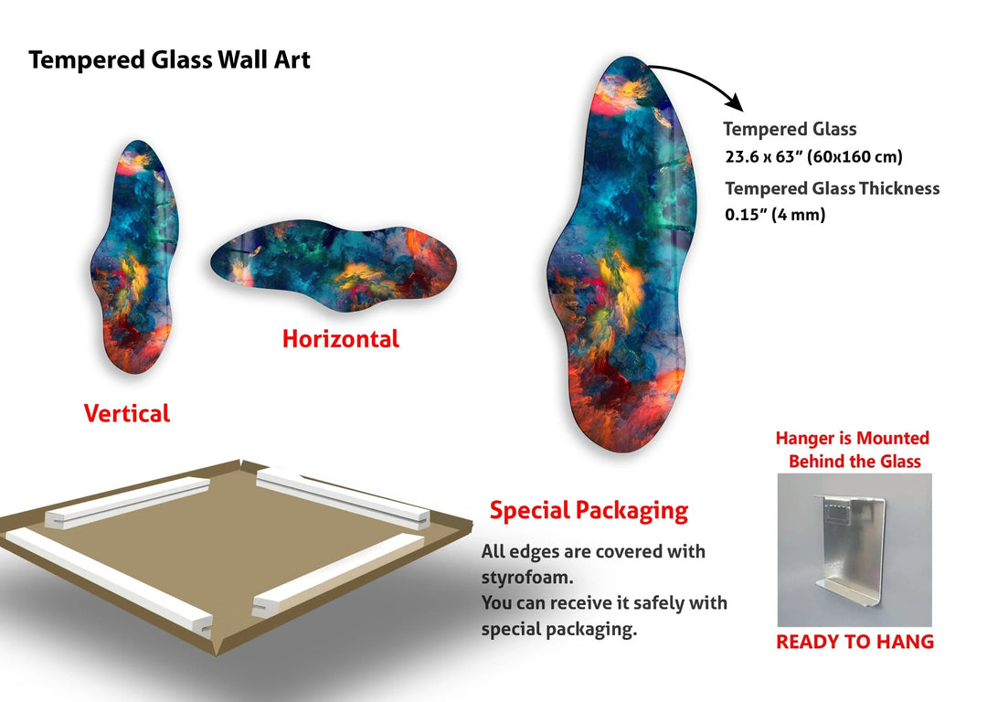 Irregular Asymmetrical Color Bomb Glass Wall Art - MyPhotoStation