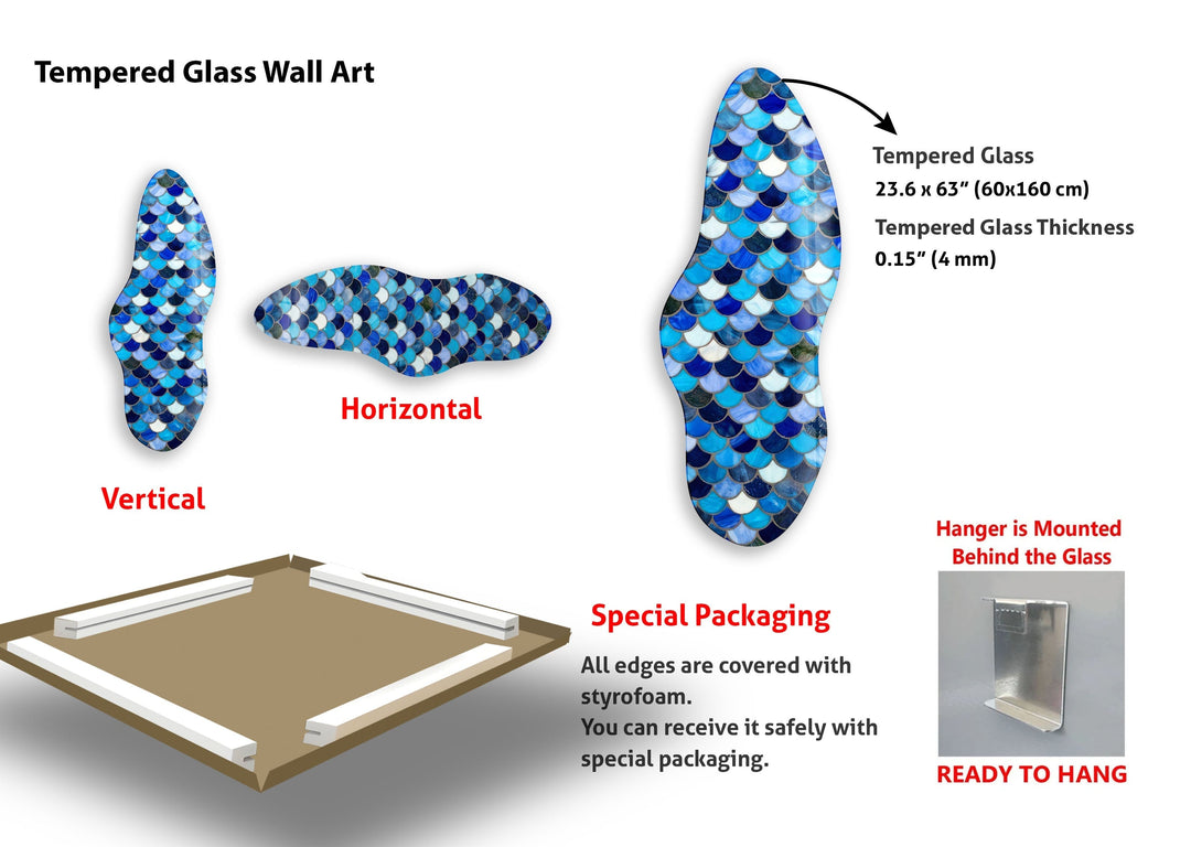 Irregular Asymmetrical Fish Scale Glass Wall Art