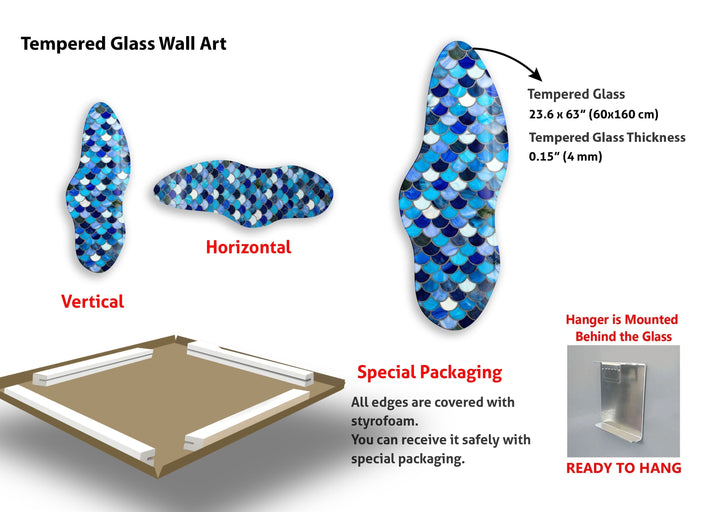 Irregular Asymmetrical Fish Scale Glass Wall Art