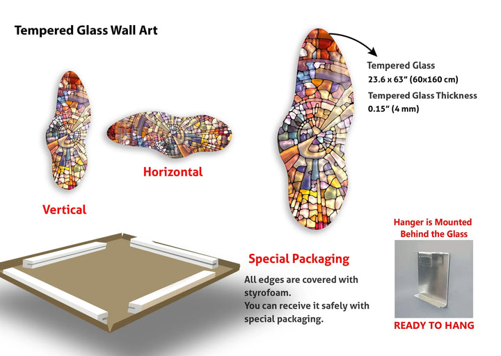 Irregular Asymmetrical Stained Stones Glass Wall Art - MyPhotoStation