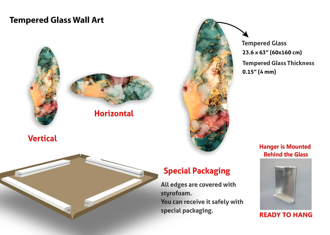 Irregular Asymmetrical Green Marble Glass Wall Art - MyPhotoStation