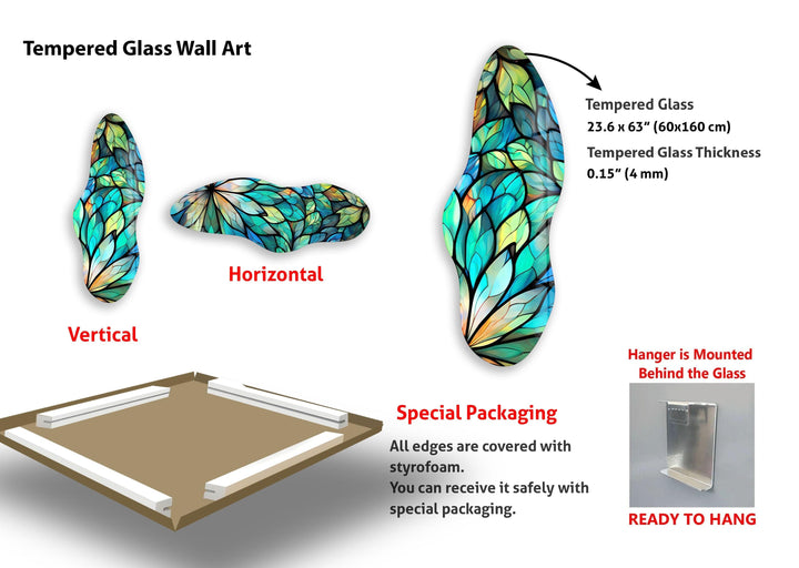 Irregular Asymmetrical Botanical Glass Wall Art