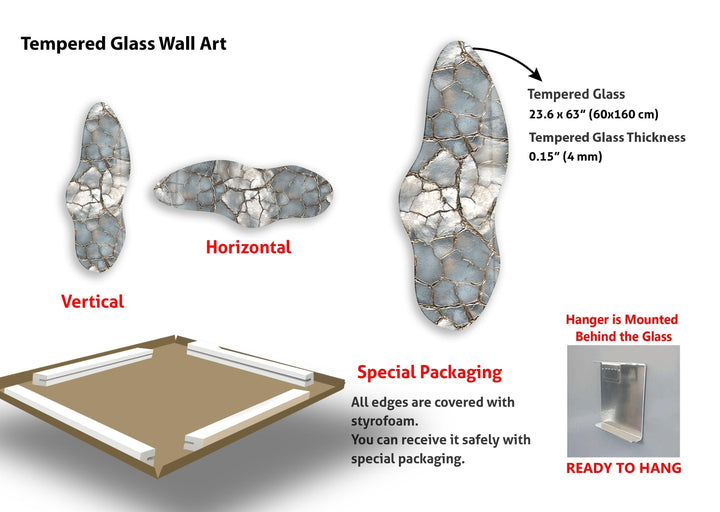 Unregelmäßige asymmetrische silberne Buntglas-Wandkunst