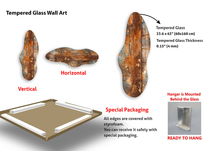 Brown Wooden Pattern Irregular Glass Wall Art, art glass wall art, glass wall art pictures
